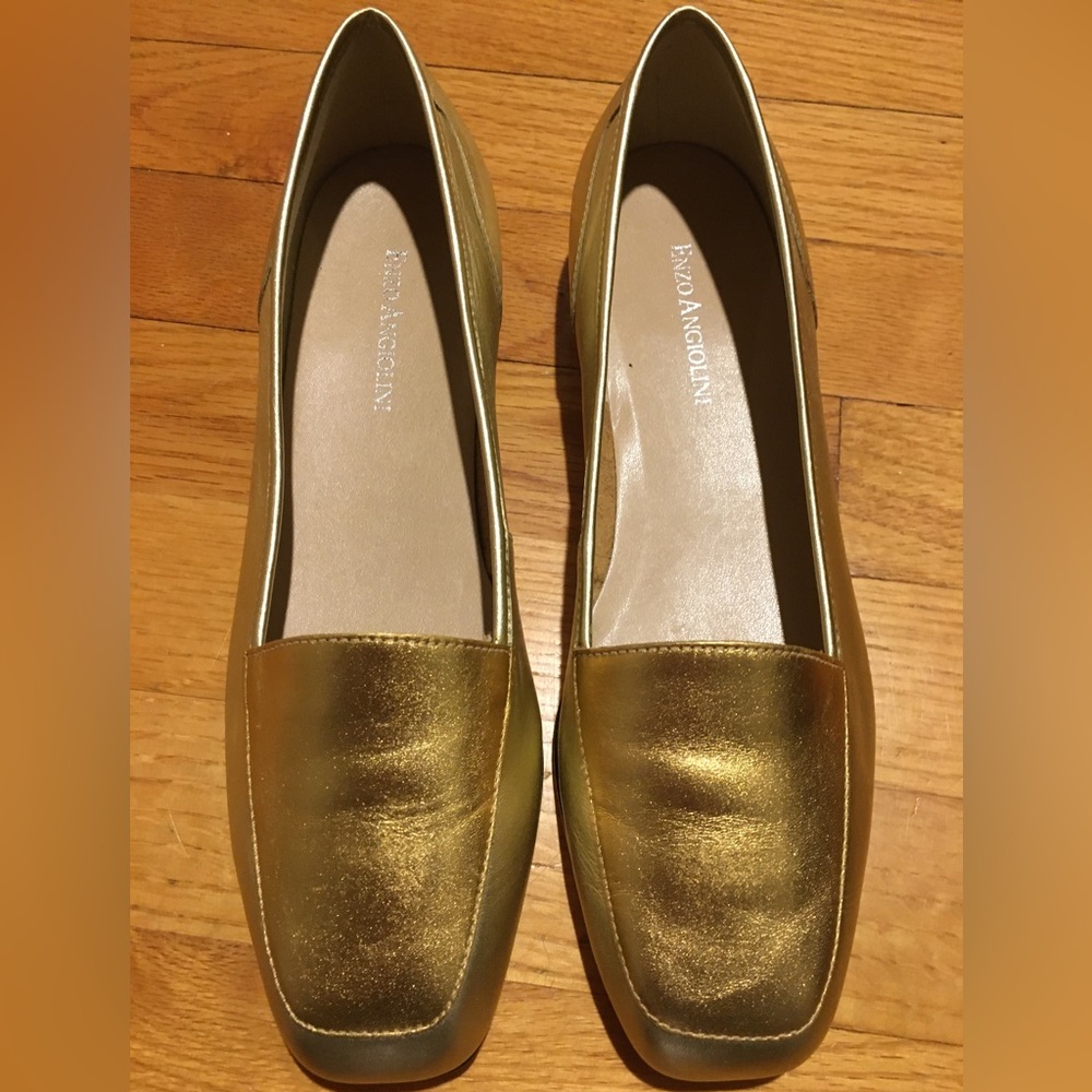 Enzo Angiolini Leather Two toned Gold Flats